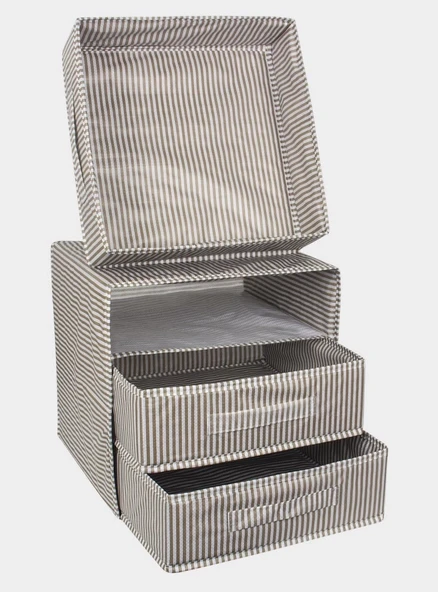 3 Bölmeli Çekmece , Çok Amaçlı Organizer - Çorap Çamaşır Organizer - Masa Üstü Düzenleyici - Resim 3