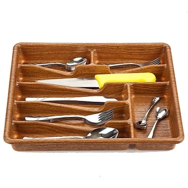 KÜÇÜK - AHŞAP RENK - 7 BÖLMELİ ÇEKMECE İÇİ KAŞIKLIK 36X32CM (5314) ürün görseli