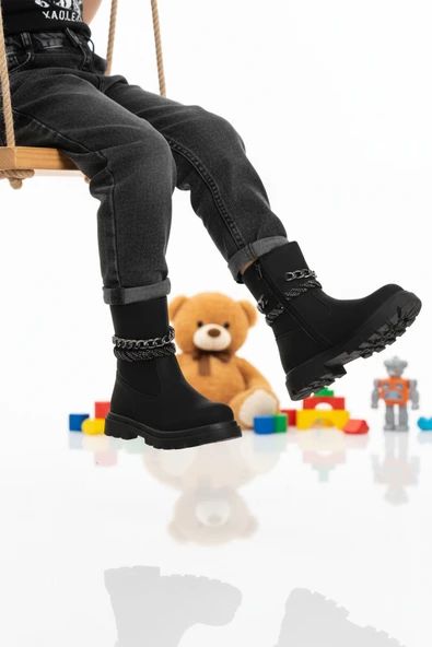 Cool Siyah İçi Polarlı Kaymaz Kız Çocuk Çizme Duru F ürün görseli 1