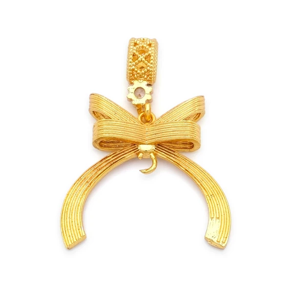 Altın Kaplama İmitasyon Küçük Boy Kurdeleli Kolye Ucu TGR-740 - Resim 2