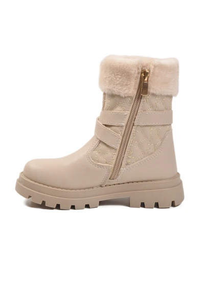 Cool Bej İçi Polarlı Fermuarlı Kız Çocuk Bot Evla P - Resim 4