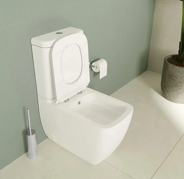 S25 SQUARE DUVARA SIFIR KANALSIZ KLOZET+REZERVUAR+İÇ TAKIM+KLOZET KAPAĞI SET - Resim 2