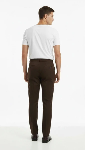Erkek Bağcıklı Lastik Belli Slim Fit Kumaş Pantolon – Rahat Kalıp, Günlük & Şık Kombin Pantolonu - Resim 6