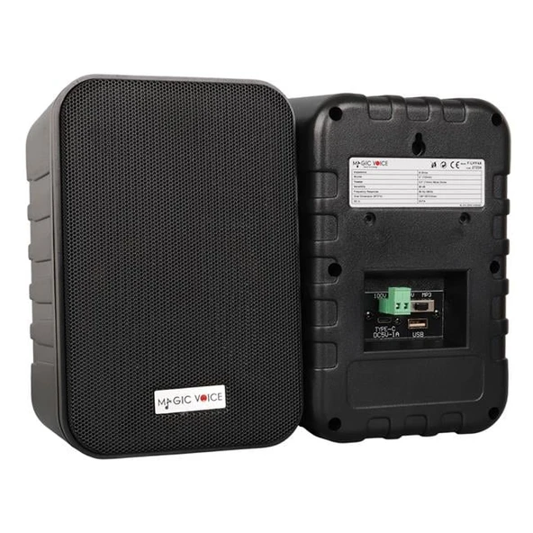 Magicvoice F-LHY4A 4" (10 CM) Hat Trafolu Duvar Tipi Sütun Hoparlör (10W RMS / 150W Peak - MP3 USB Uyumlu) Çiftli Takım Set - Siyah ürün görseli 1