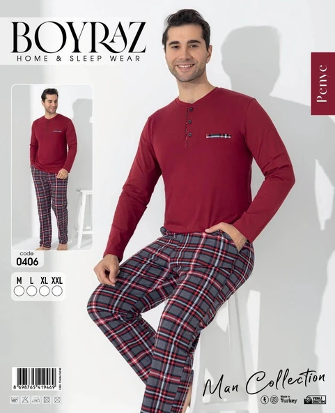 MDB Boyraz 0406 Erkek Uzun Kol Pijama Takımı ürün görseli 1