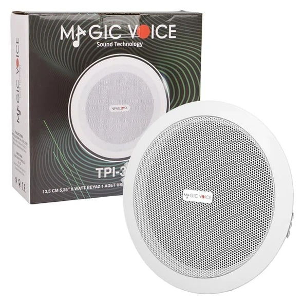 Magicvoice TPI-350 5.25" (13.5 CM) Hat Trafolu Alçıpan/Asma Tavan Tipi Hoparlör (6W RMS - MP3 USB Uyumlu) - Beyaz - Resim 4