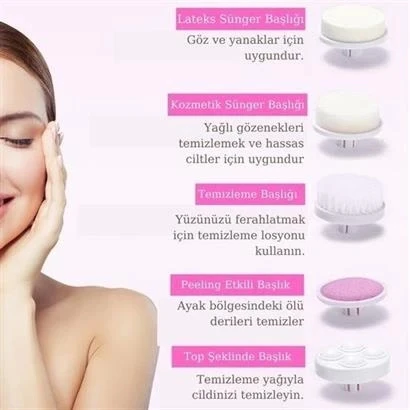 Pilli Yüz Cilt Temizleme Cihazı Siyah Nokta Peeling Fırça Seti Vücut Yüz Bakımı Masaj Aleti - Resim 4