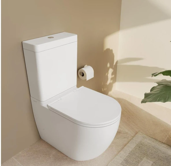 S55 DUVARA SIFIR KANALSIZ KLOZET+REZERVUAR+İÇ TAKIM+KLOZET KAPAĞI SET - Resim 3