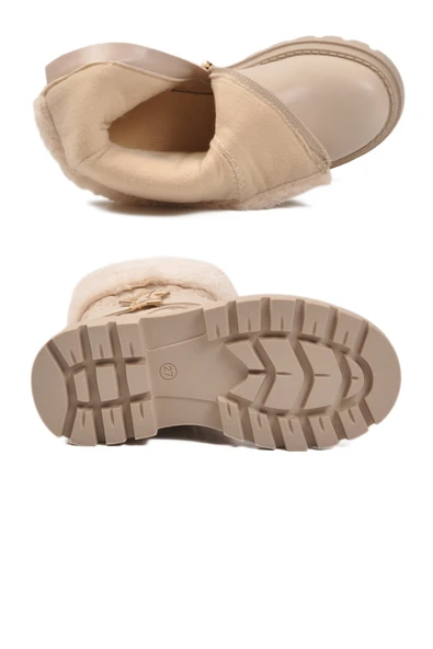 Cool Bej İçi Polarlı Fermuarlı Kız Çocuk Bot Evla P - Resim 5