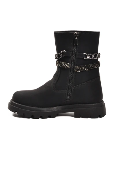 Cool Siyah İçi Polarlı Kaymaz Kız Çocuk Çizme Duru F - Resim 4