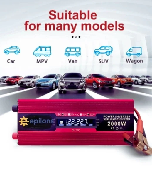 Epilons 12v 2000w Modifiye Sınus İnvertör 220v Dij Göstergeli Taşınabilir Güç Kaynağı - Resim 4