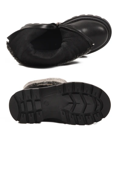 Cool Siyah İçi Polarlı Fermuarlı Kız Çocuk Bot Evla P - Resim 5