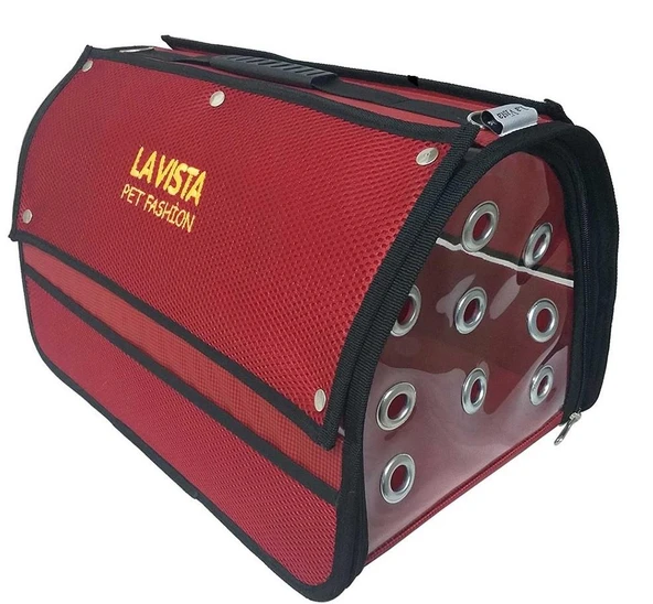 La Vista Lüx Flaybag Perdeli Kedi, Küçük Köpek Taşıma Çantası 43-26-27Cm 1300Gr KIRMIZI ürün görseli