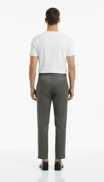 Erkek Bağcıklı Lastik Belli Slim Fit Kumaş Pantolon – Rahat Kalıp, Günlük & Şık Kombin Pantolonu - Resim 11