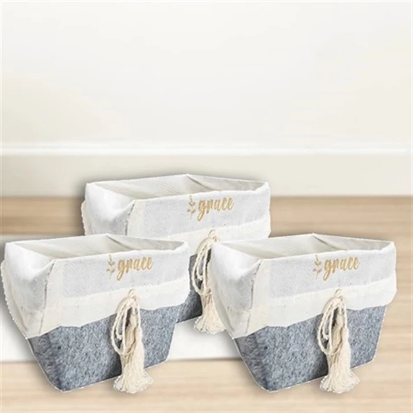 Çok Amaçlı Saklama Organizer Kutu Kare Keçe Sepet (3 Boy) - Resim 6