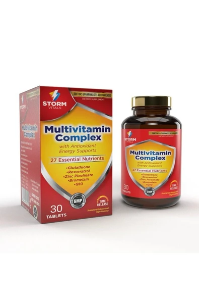 STORM VİTALS MULTİVİTAMİN COMPLEX( ANTİOXİDANT+ ENERGY SUPPORTS) 30 TABLET ürün görseli 1