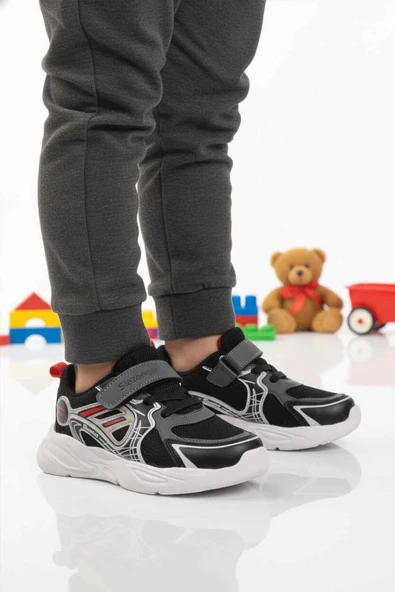 Slazenger Siyah Kırmızı Cırtlı Hafif Esnek Unisex Çocuk Spor Ayakkabı Kelsy P ürün görseli 1
