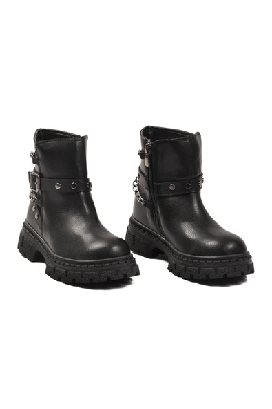 Cool Siyah İçi Polarlı Kaymaz Kız Çocuk Bot Dante F - Resim 3