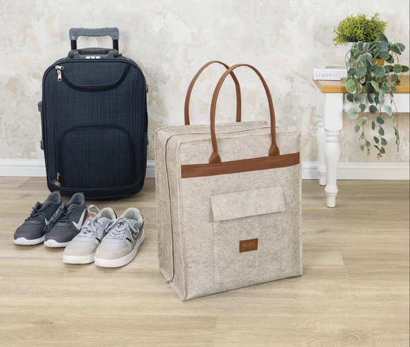 Deri Kulplu Ayakkabı Seyahat Çantası 04263 ürün görseli 1