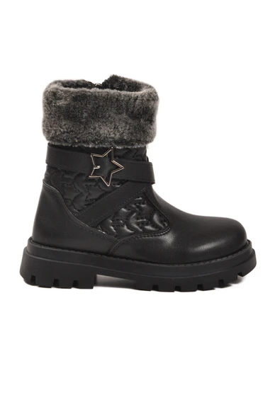 Cool Siyah İçi Polarlı Fermuarlı Kız Çocuk Bot Evla P - Resim 2