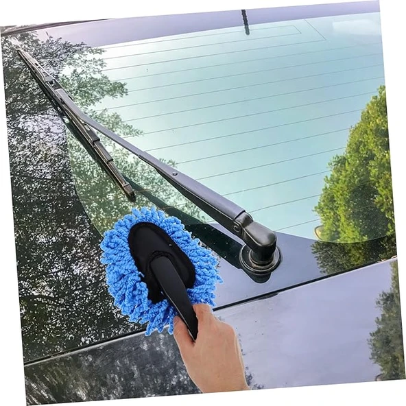 Makarna El Mopu Mini Mikrofiber Toz Alma ve Islak-Kuru Temizleme Fırçası 1 Adet Mavi - Resim 3