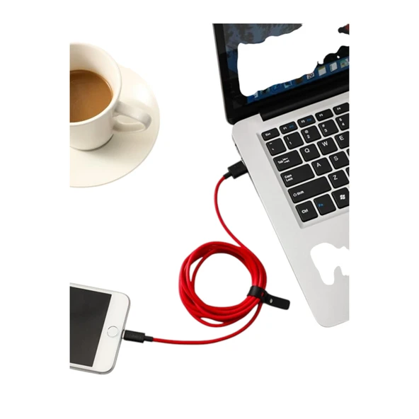 Iphone Hızlı Şarj ve Veri Kablosu 2m - Kırmızı - Resim 4