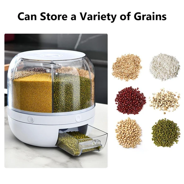 Kuru Gıda Ve Bakliyat Organizeri 360° Dönebilen 6 Bölmeli Ayrıştırıcılı Hava Geçirmez (5314) - Resim 5