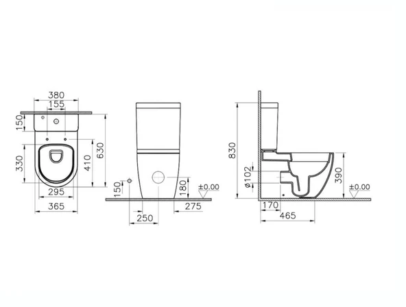 S55 DUVARA SIFIR KANALSIZ KLOZET+REZERVUAR+İÇ TAKIM+KLOZET KAPAĞI SET - Resim 2