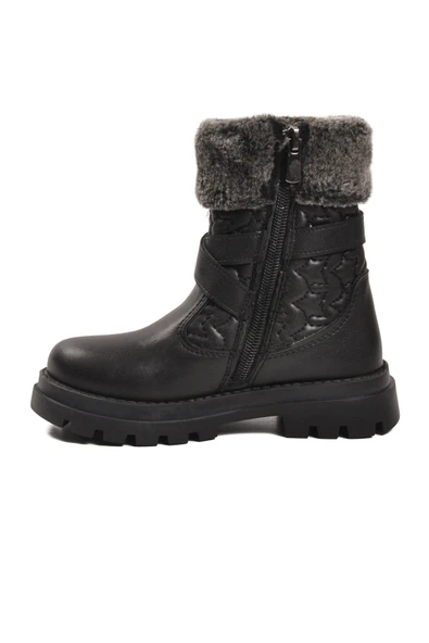 Cool Siyah İçi Polarlı Fermuarlı Kız Çocuk Bot Evla P - Resim 4