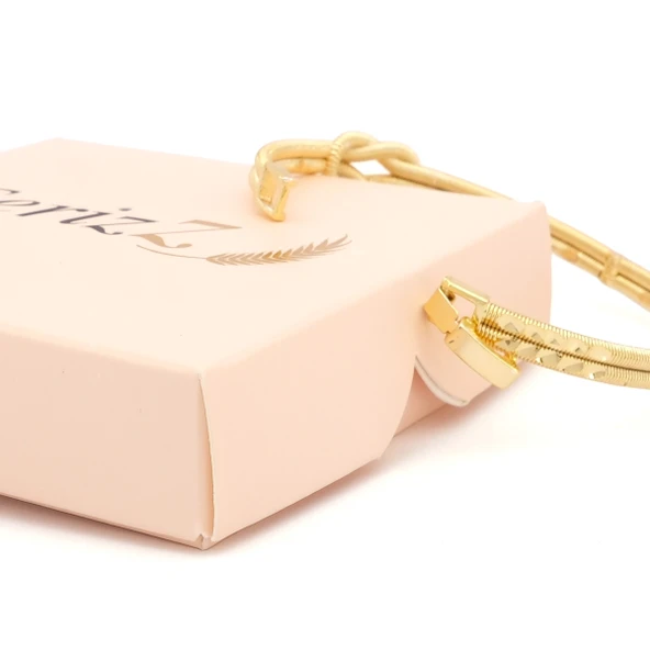 Altın Kaplama İmitasyon Desenli Aşk Düğümü Kelepçe Bileklik BLZ-651 - Resim 5