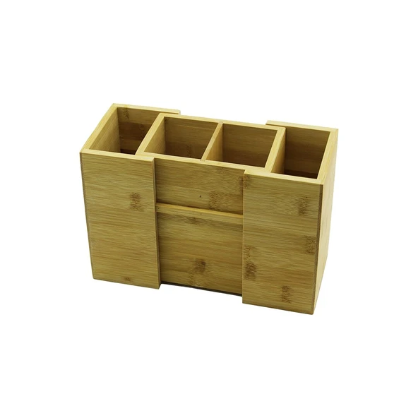 AÇ-KAPA - 2+2 BÖLMELİ   TEZGAH ÜSTÜ  BAMBU - AHŞAP KAŞIKLIK (5314) ürün görseli