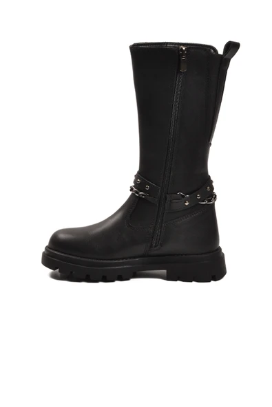 Cool Siyah İçi Polarlı Fermuarlı Kız Çocuk Çizme Paris-26K F - Resim 2