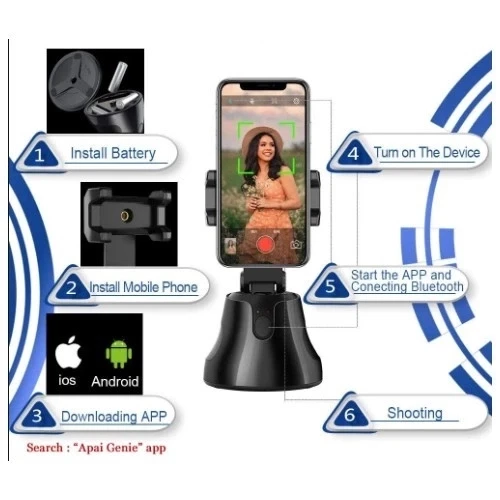 360° Hareket Algılayıcı Sensörlü Akıllı Çekim Selfie Video Takip Tripodu - Resim 4