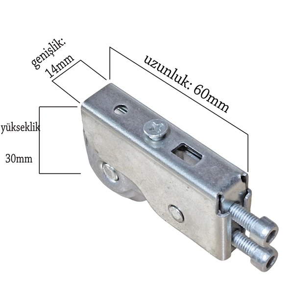Küçük Vega Sürgülü Kapak Gardrop Tekerleği Makara Dolap Tekeri Seti - Resim 3