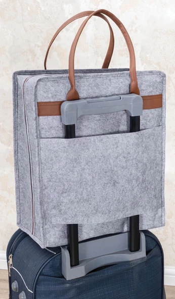 Deri Kulplu Ayakkabı Seyahat Çantası 04263 - Resim 6