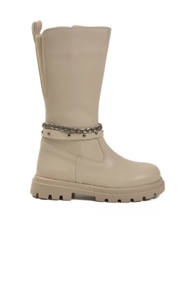 Cool Bej İçi Polarlı Fermuarlı Kız Çocuk Çizme Paris-26K F ürün görseli