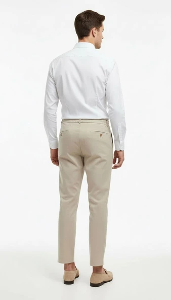 Erkek Bağcıklı Lastik Belli Slim Fit Kumaş Pantolon – Rahat Kalıp, Günlük & Şık Kombin Pantolonu - Resim 9