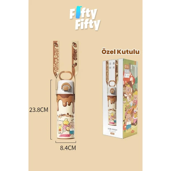 DILLER TOFFEE	BEAR FİGÜRLÜ 520 ML PASLANMAZ ÇELİK TERMOS - Resim 4