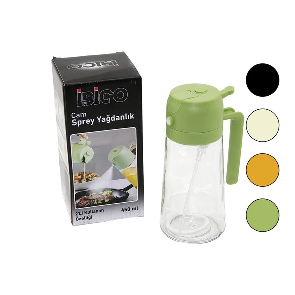 2İN1=SPREYLİ - AKITMALI CAM YAĞDANLIK 450ML KİLİTLİ KAPAKLI - SÜRAHİ MODELİ (5314) ürün görseli 1