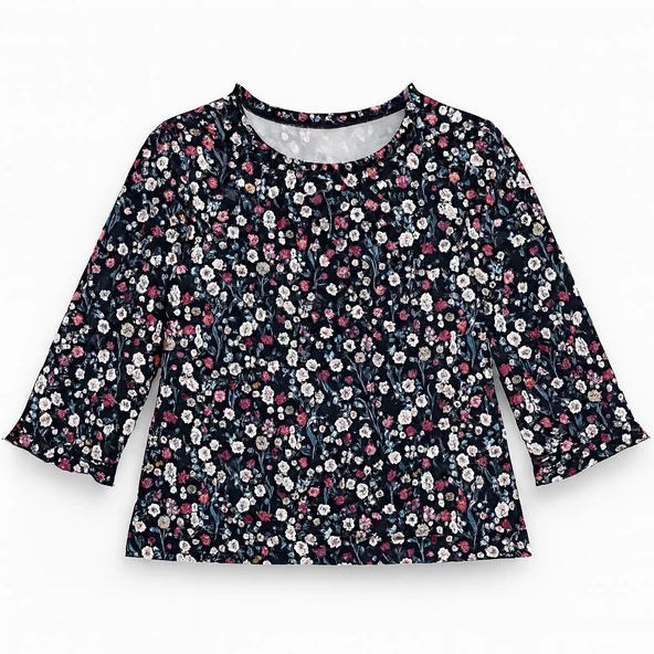 Çiçekli Kız Bebek Bluz - Resim 2
