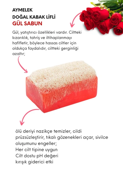 Sabun Doğal Kabak Lifli Gül Sabunu - Resim 2