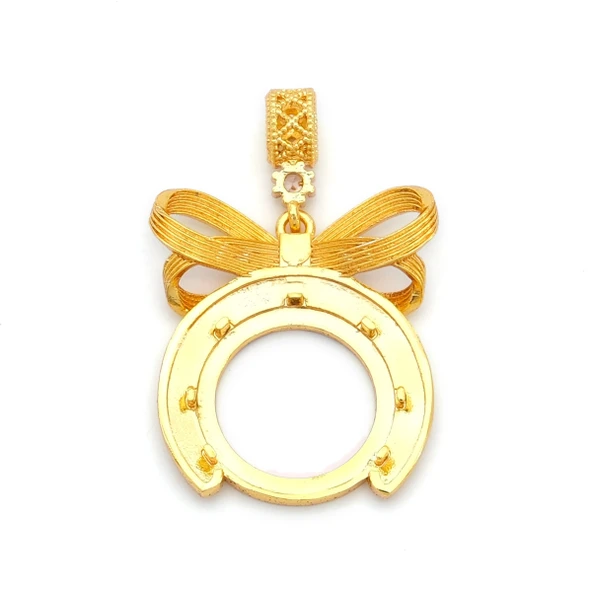 Altın Kaplama İmitasyon  Çeyrek Çerçeveli Kolye Ucu TGR-738 - Resim 2