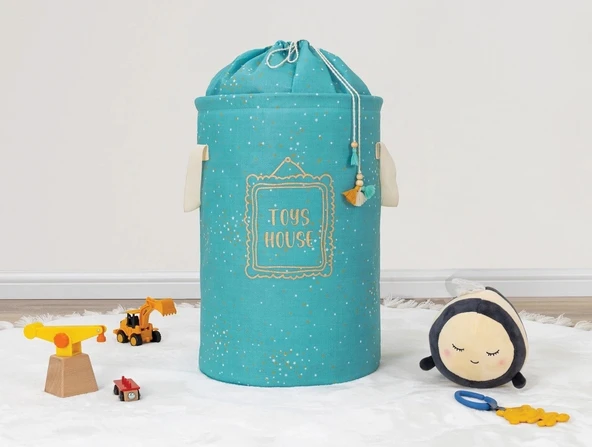 Baby Kullanımı Kolay Desenli Taşınabilir Torbalı Yuvarlak Sepet(yeşil) 04270 ürün görseli