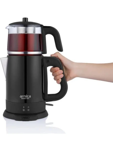 Arnica IH33205 Demli Stil Cam Demlik Çay Makinesi Siyah ürün görseli 1