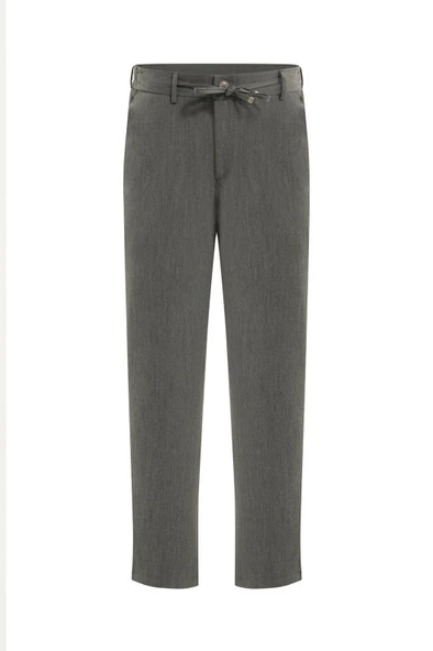 Erkek Bağcıklı Lastik Belli Slim Fit Kumaş Pantolon – Rahat Kalıp, Günlük & Şık Kombin Pantolonu - Resim 10