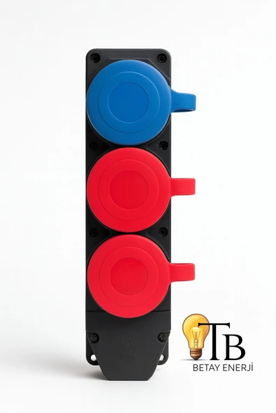 380V 25A IP44 Kapaklı Endüstriyel 3’lü Priz ürün görseli