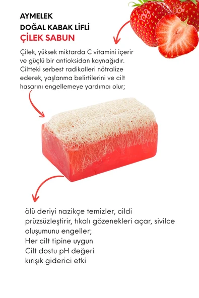 Sabun Doğal Kabak Lifli Çilek Özlü Sabunu - Resim 2