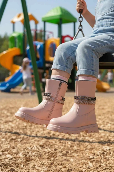 Cool Pudra İçi Polarlı Kaymaz Kız Çocuk Çizme Duru F - Resim 3