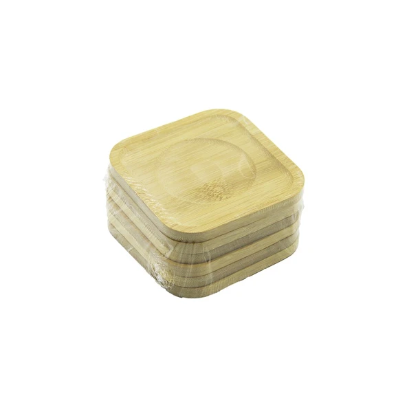 KARE= 9.7 X 9.7CM 6PCS BAMBU - AHŞAP ÇAY TABAK (5314) ürün görseli 1