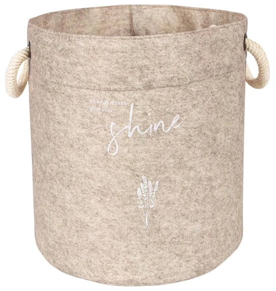 Kulplu Yuvarlak Düzenleyici Çok Amaçlı Kolay Taşınabilen Organizer Keçe Sepet (maxi) 03655 - Resim 5